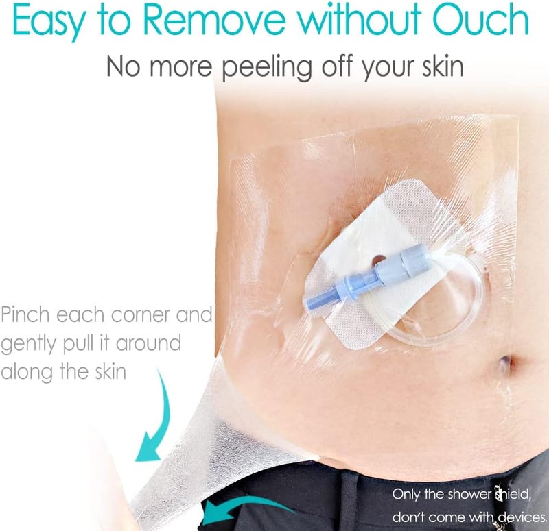 EaseToU 10"x12" Waterproof Dialysis Catheter Shower Cover Chest Port Shield Protector for Central Line G Feeding Tubes Transparent Wound Dressing, Pack of 25 - Image 3